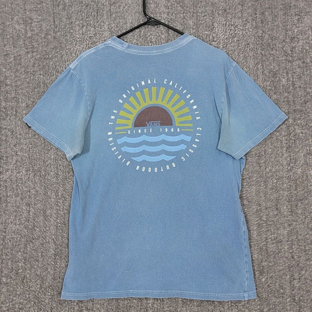 Vans T-Shirt Mens Medium Blue Short Sleeve California Skateboarding Tee